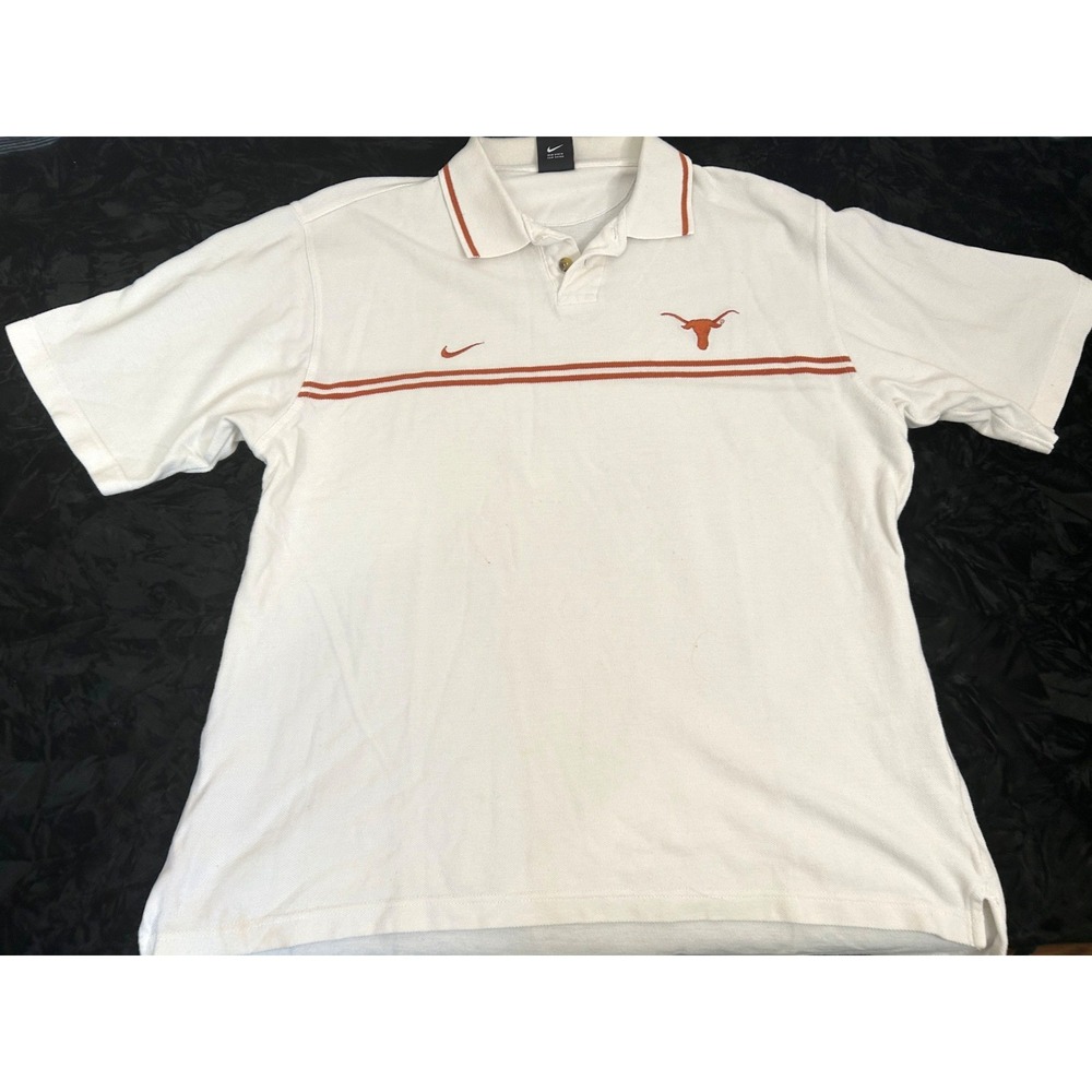 Nike White Polo with Orange Trim and Longhorn Patch